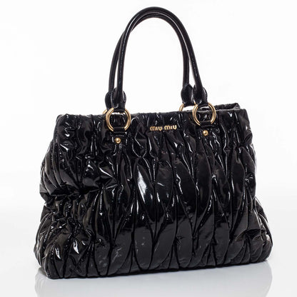 Miu Miu Vinyl Matelasse Tote Black 1 of 10