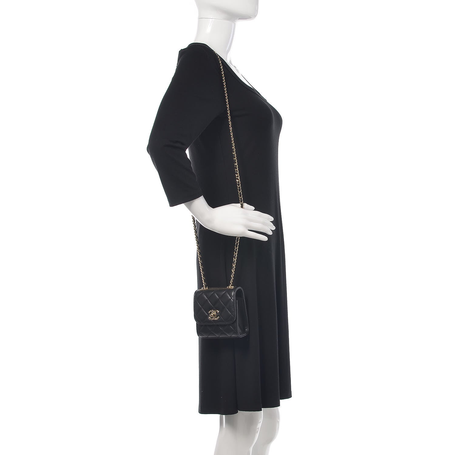 Chanel Lambskin Quilted Mini Trendy CC Chain Wallet Black 3 of 16