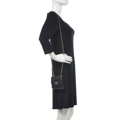Chanel Lambskin Quilted Mini Trendy CC Chain Wallet Black 3 of 16