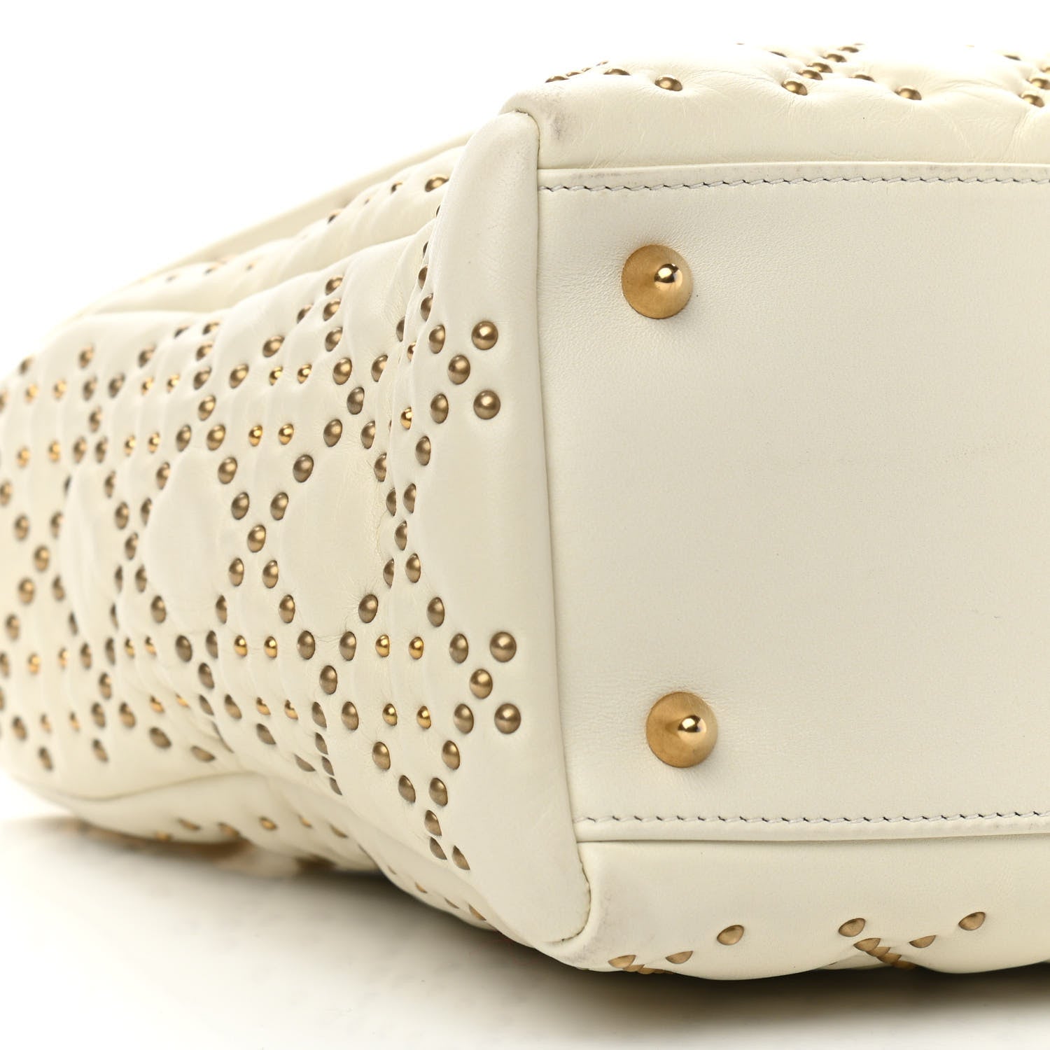 Christian Dior Calfskin Cannage Studded Medium Supple Lady Dior White 9 of 10