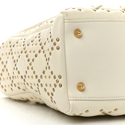 Christian Dior Calfskin Cannage Studded Medium Supple Lady Dior White 9 of 10
