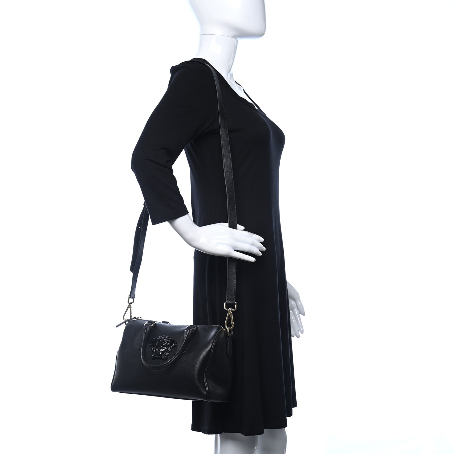 Saffiano Calfskin Palazzo Duffle Bag Black