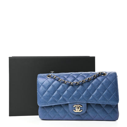 Chanel Iridescent Caviar Quilted Medium Double Flap Dark Blue 10 of 10