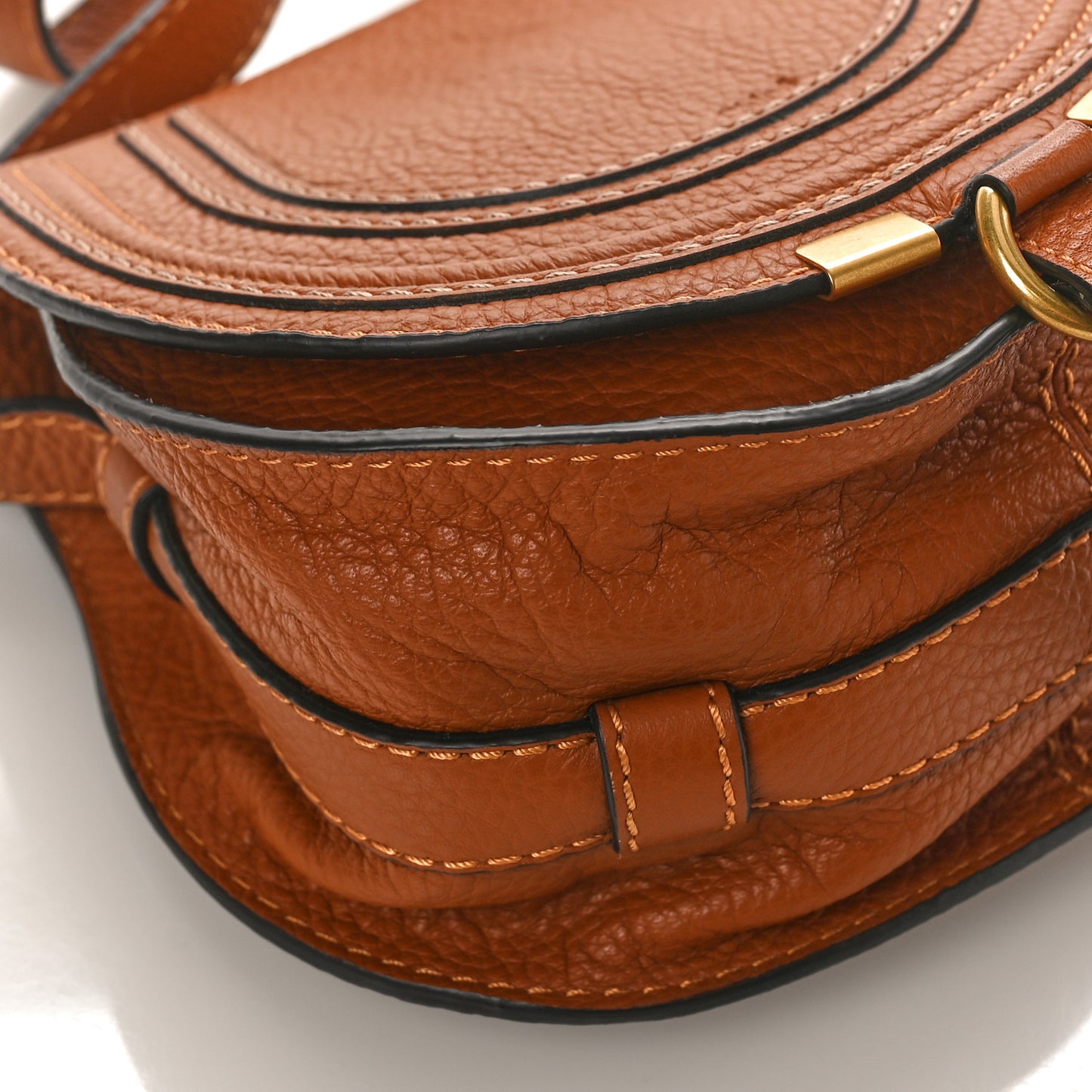 Grained Calfskin Small Marcie Saddle Bag Tan