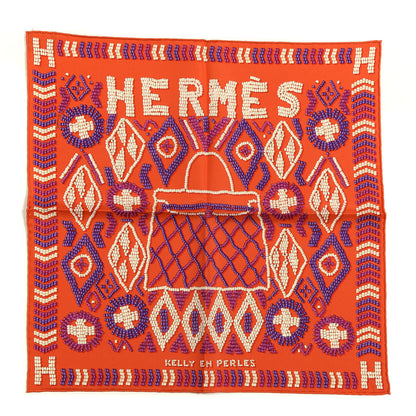 Hermes Silk Jersey Kelly En Perles Scarf 45 Vermillon Violet 1 of 4