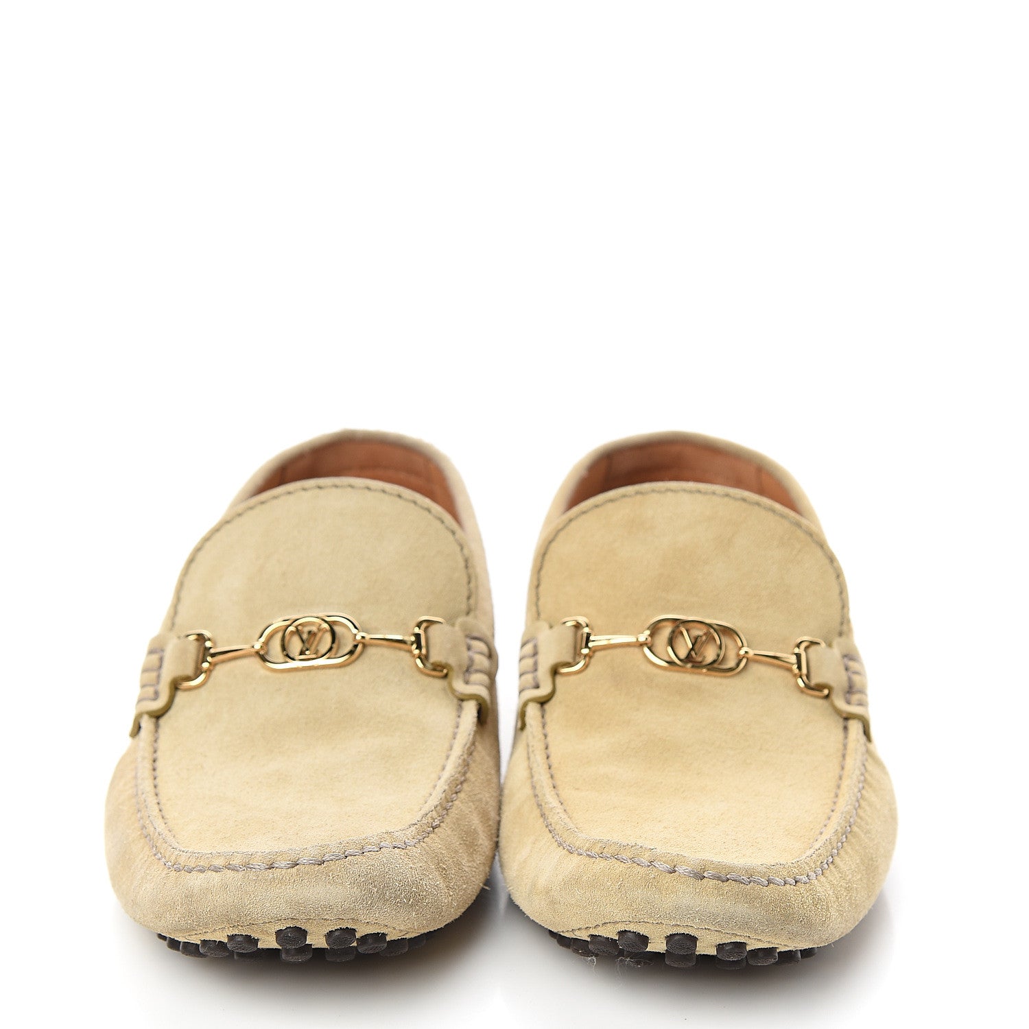 Louis Vuitton Suede Calfskin LV Porto Vecchio Moccasin Loafers 6.5 Beige 2 of 9