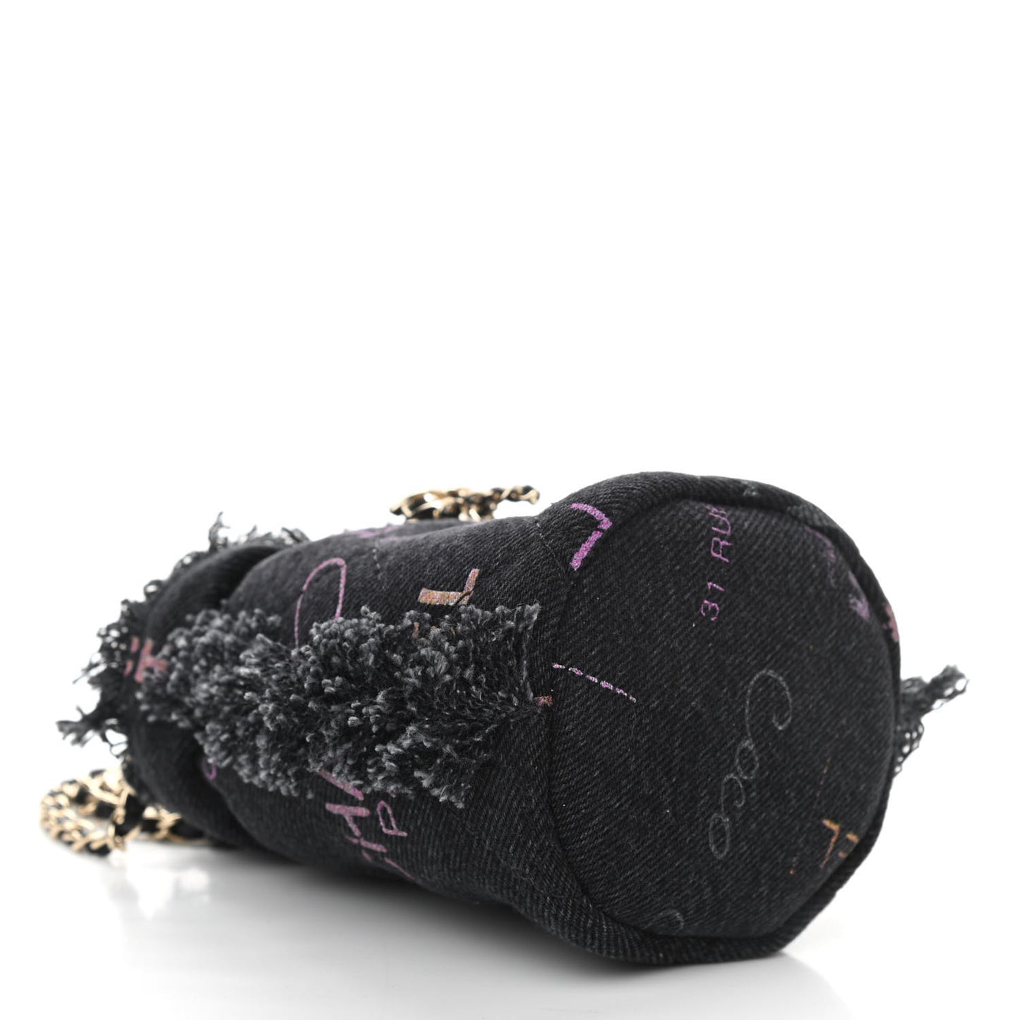 Denim Quilted Mood Mini Bucket With Chain Black Multicolor