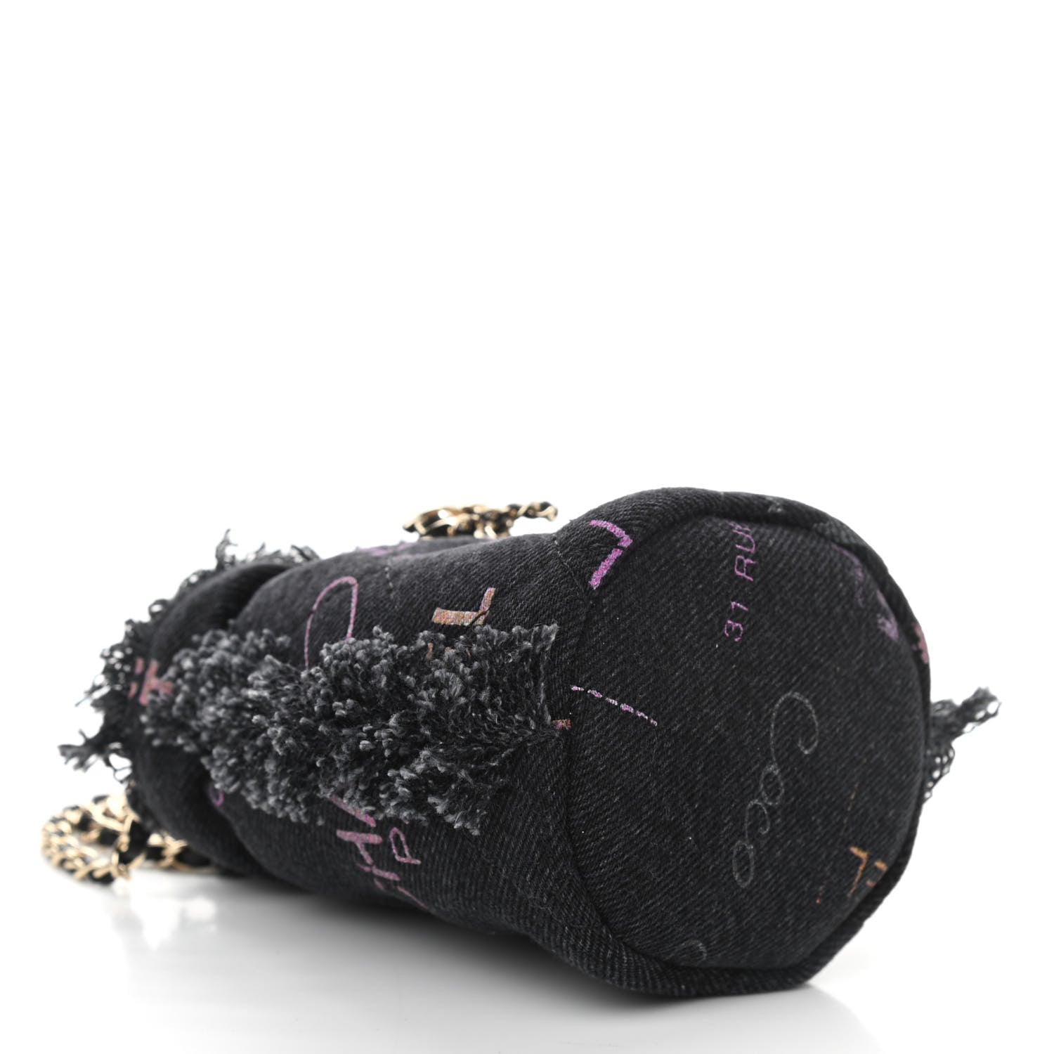 Chanel Denim Quilted Mood Mini Bucket With Chain Black Multicolor 4 of 10