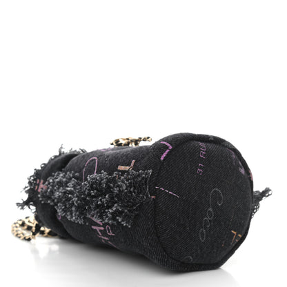 Chanel Denim Quilted Mood Mini Bucket With Chain Black Multicolor 4 of 10
