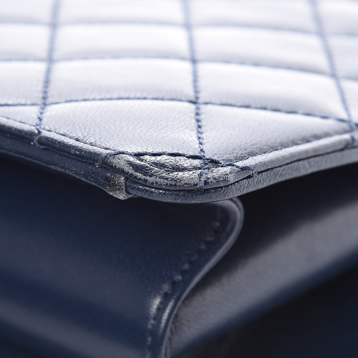 Chanel Sheepskin Quilted Large Beauty Lock Flap Navy Blue 15 of 20