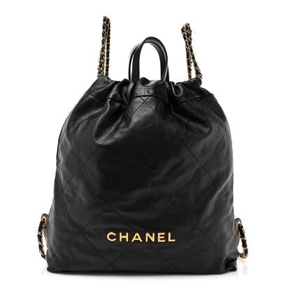 Chanel Shiny Calfskin Quilted Chanel 22 Backpack Black 1 of 10