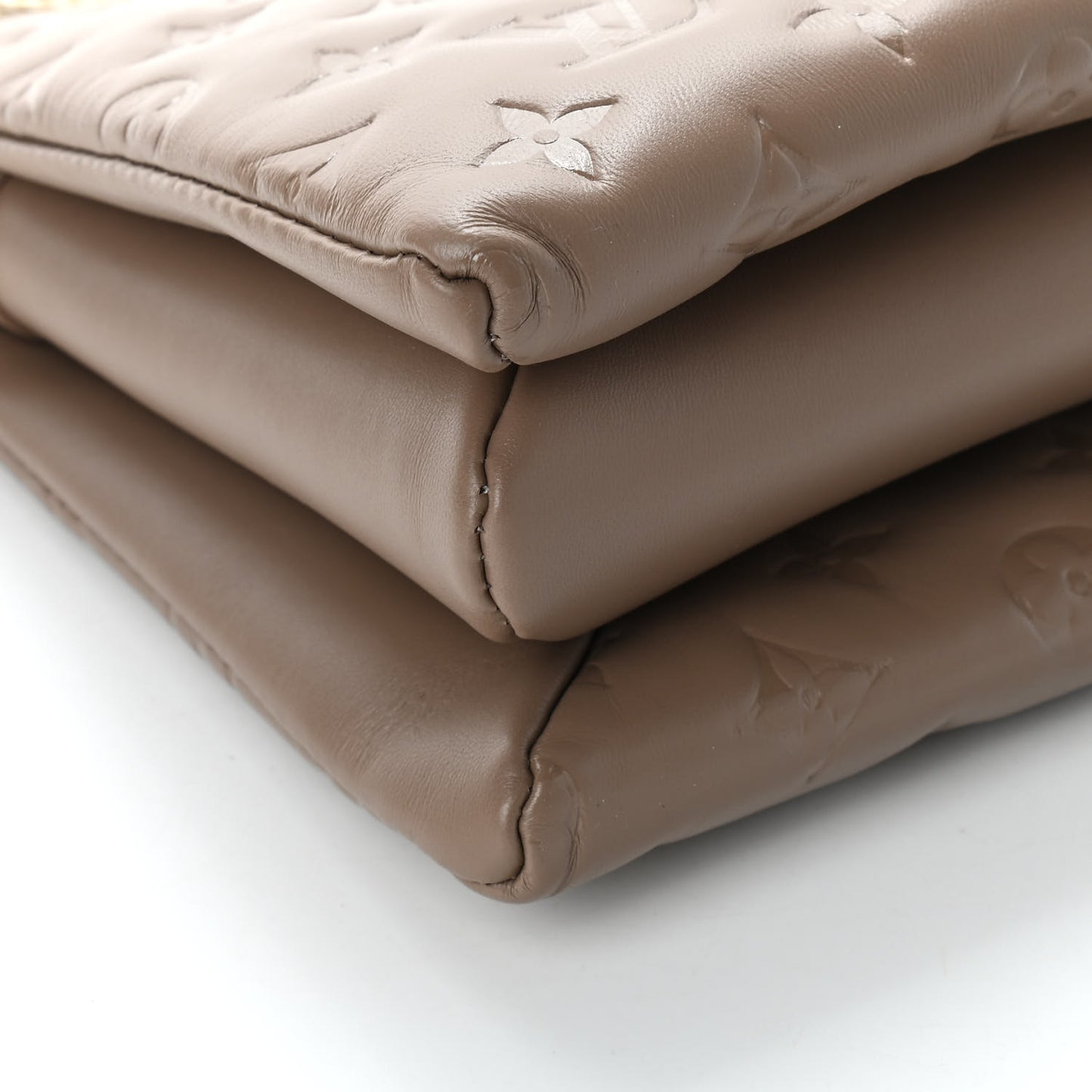 Lambskin Embossed Monogram Coussin PM Taupe