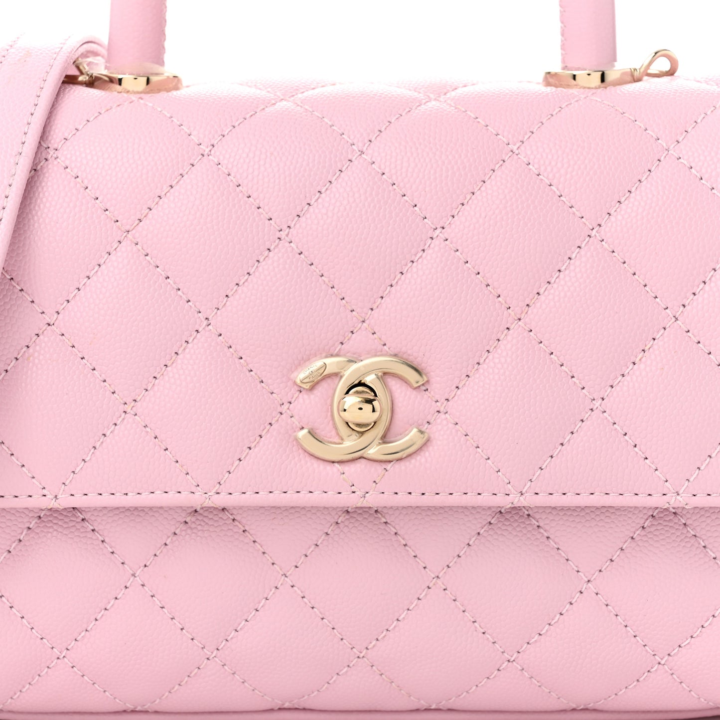 Caviar Quilted Mini Coco Handle Flap Light Pink