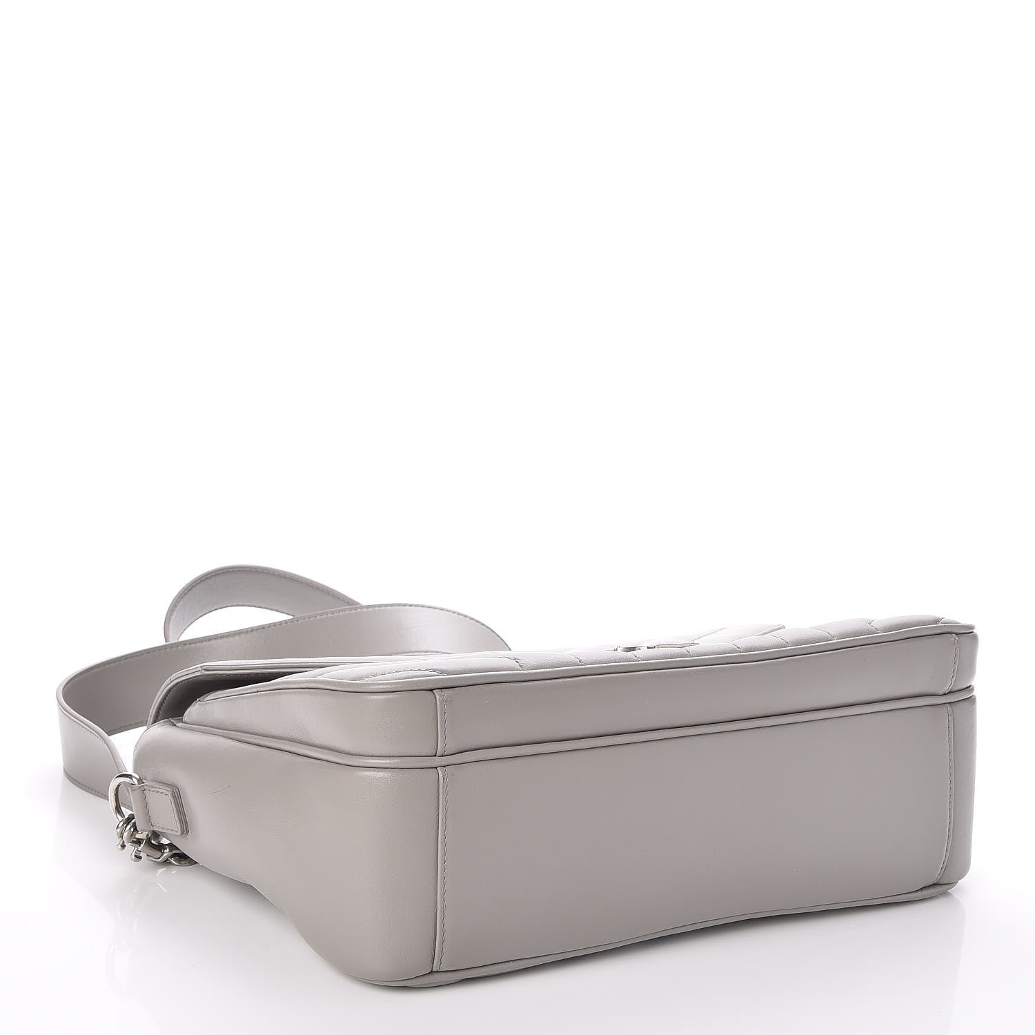 Saint Laurent Calfskin Y Quilted Monogram Loulou Shoulder Bag Pearl Grey 4 of 7