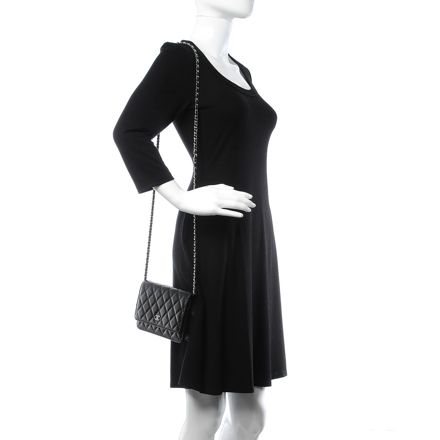 Lambskin Quilted Wallet On Chain WOC Black