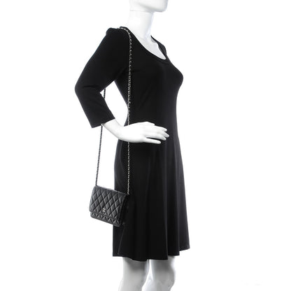 Chanel Lambskin Quilted Wallet On Chain WOC Black 2 of 8