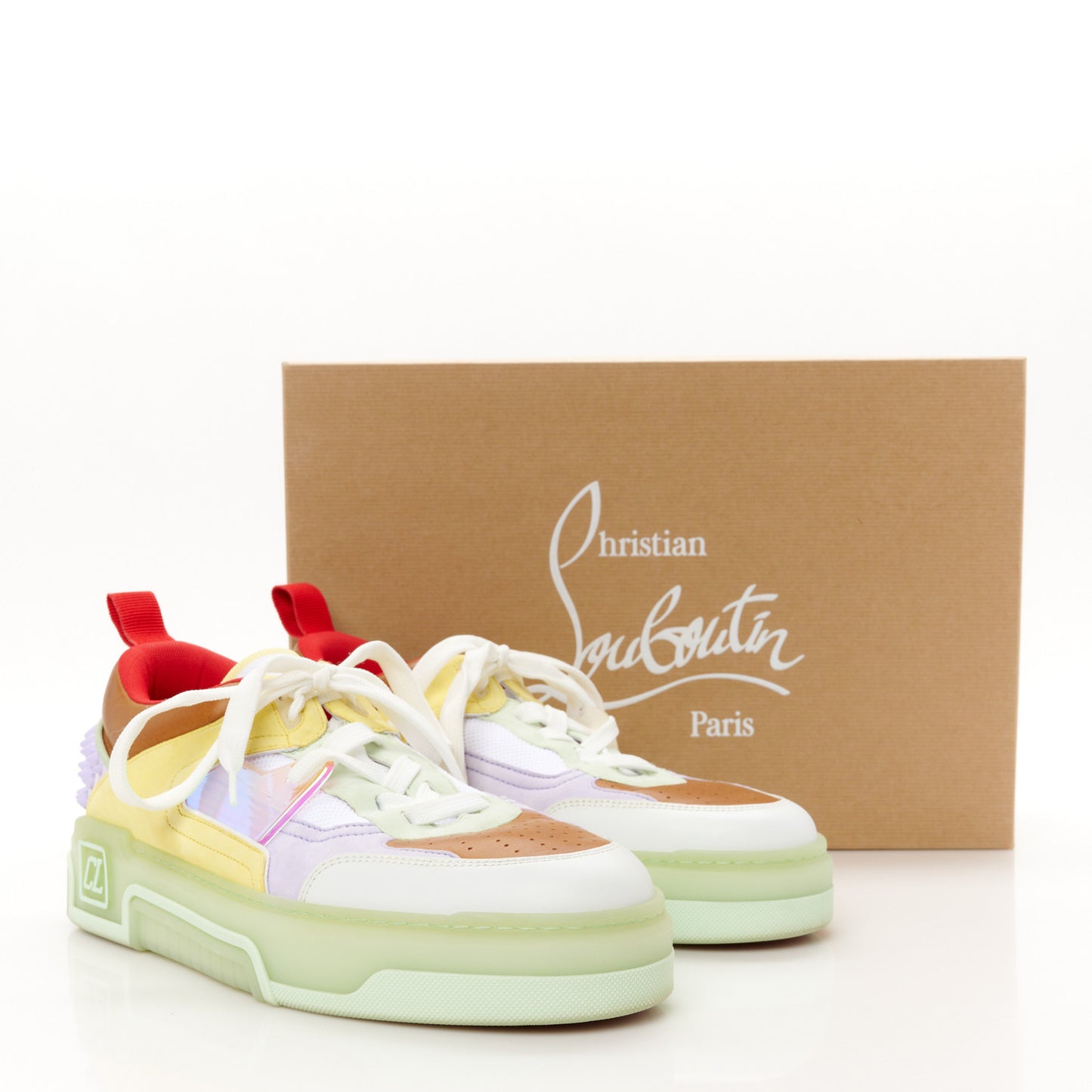 Calfskin Suede Spike Mens Astroloubi Flat Low Top Sneakers 43 Studio Green Lilac