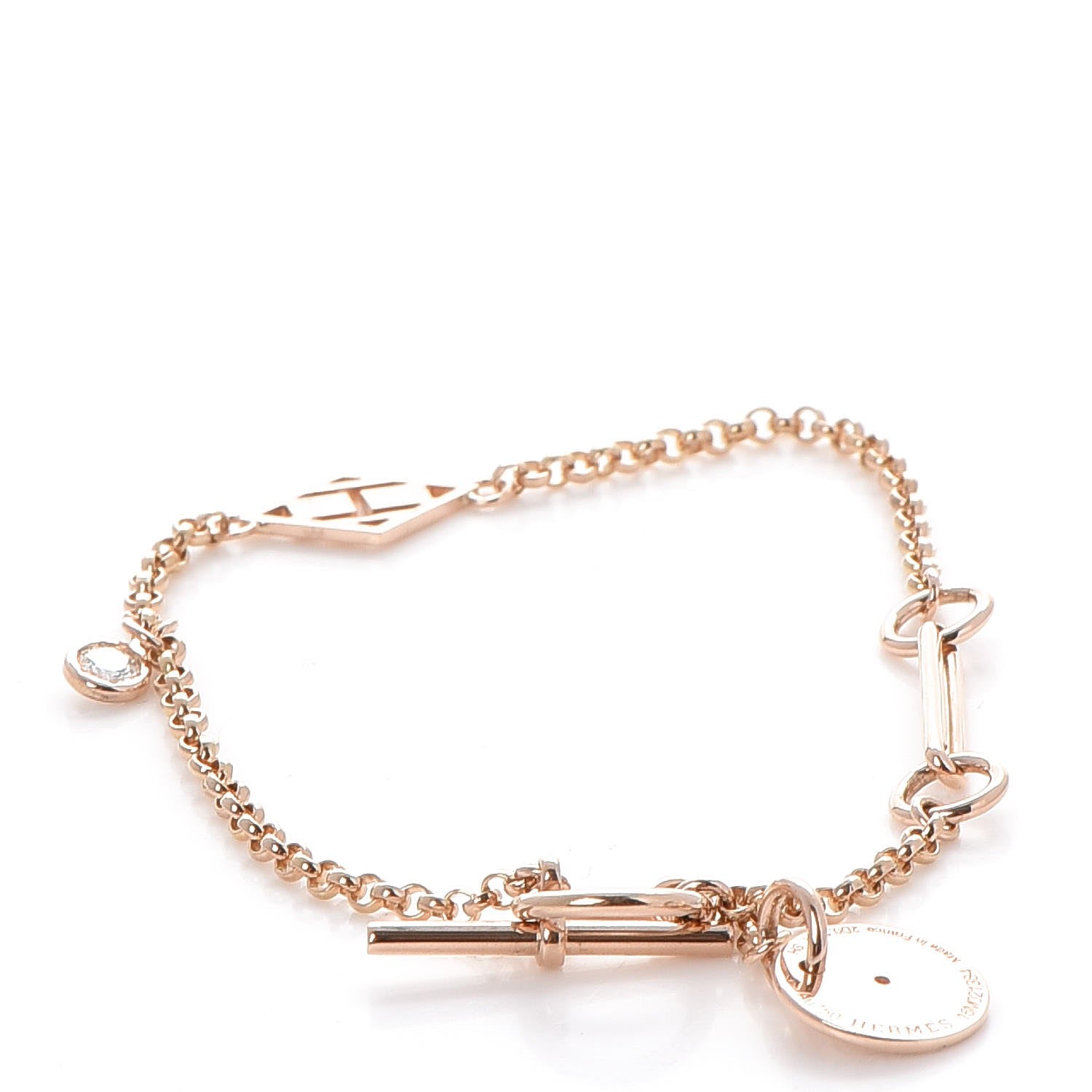 Hermes 18K Rose Gold Diamond Gambade Bracelet SH 4 of 7