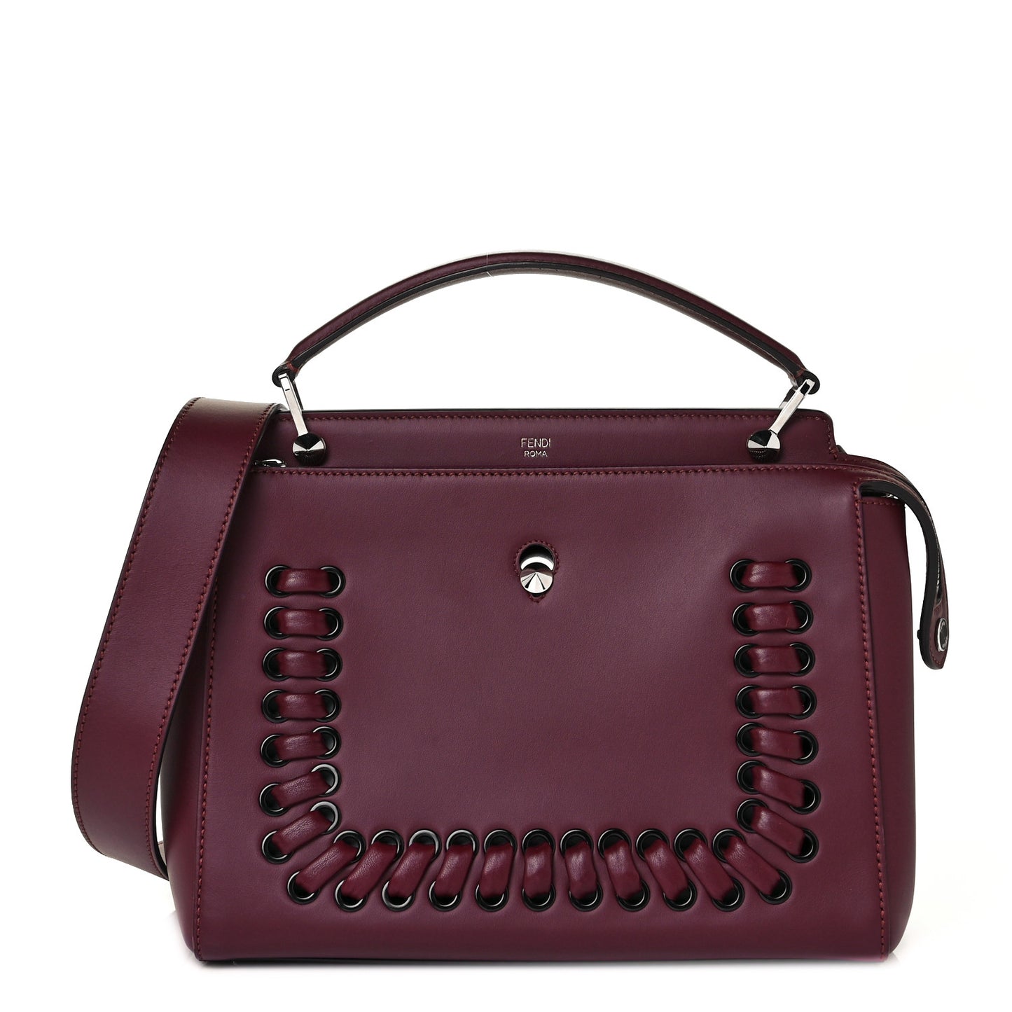 Vitello Baltico Dolce Shiny Nappa Lace Up DotCom Satchel Bordeaux