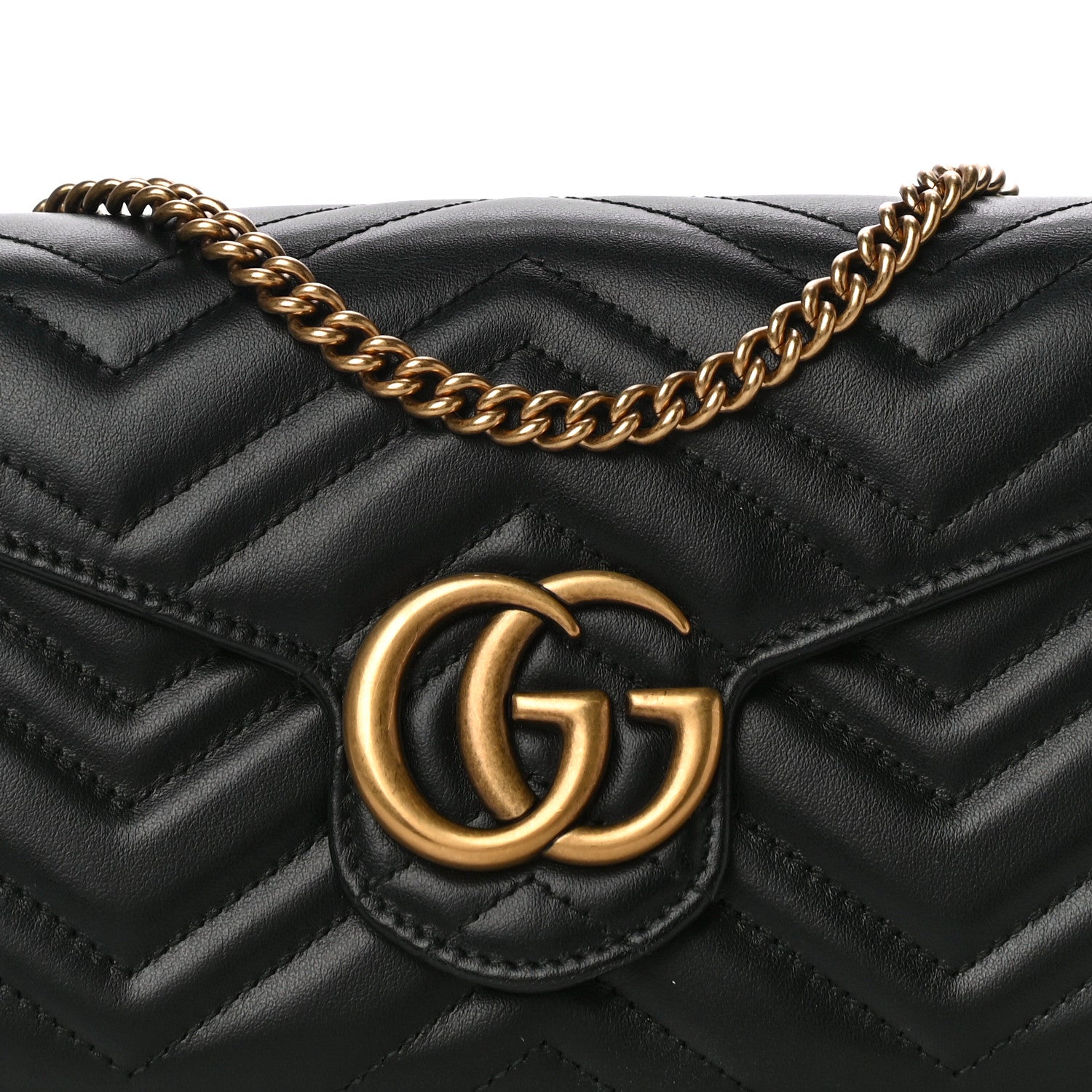 Gucci Calfskin Matelasse GG Marmont Chain Wallet Black 7 of 11
