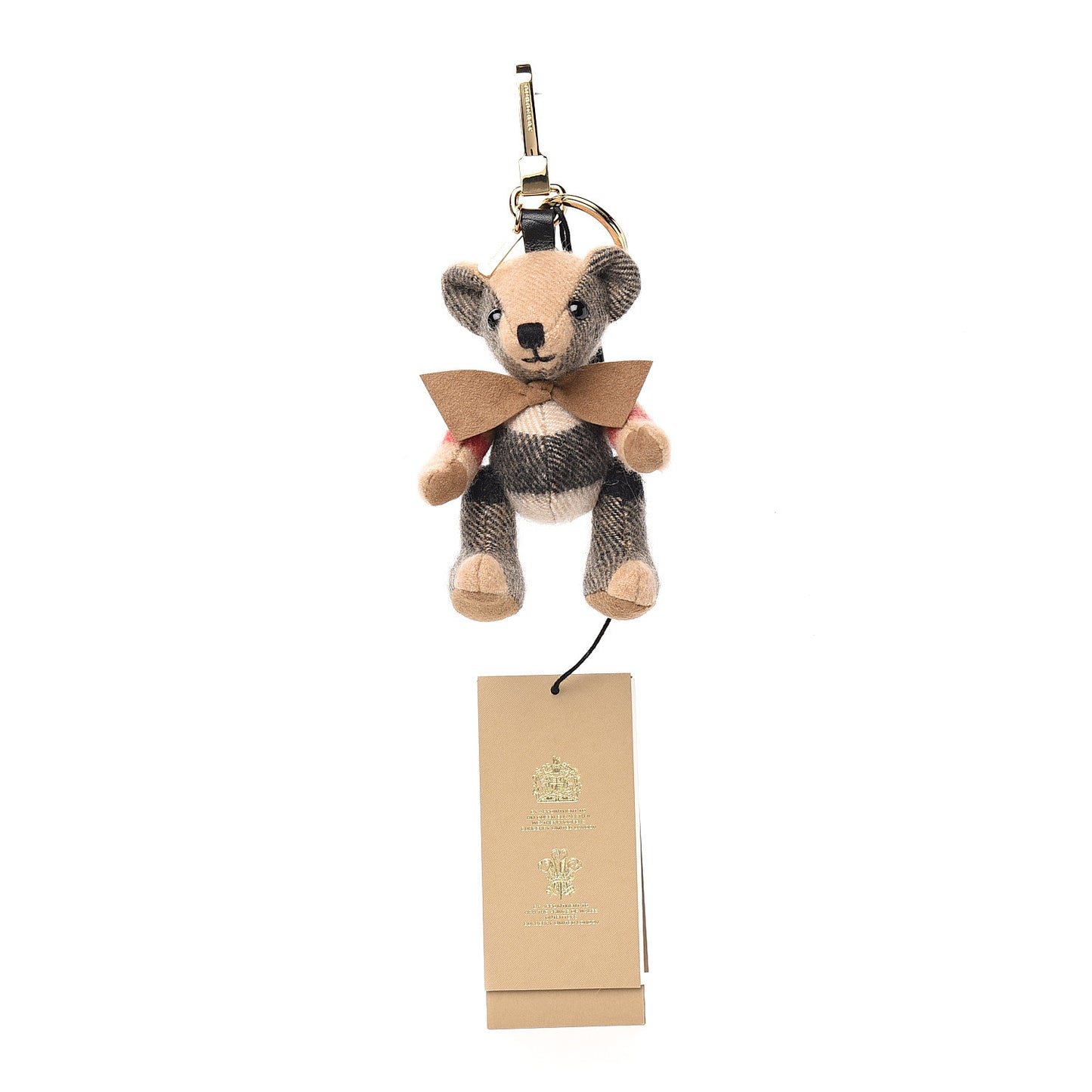 Cashmere Vintage Check Thomas Bear Bag Charm Camel