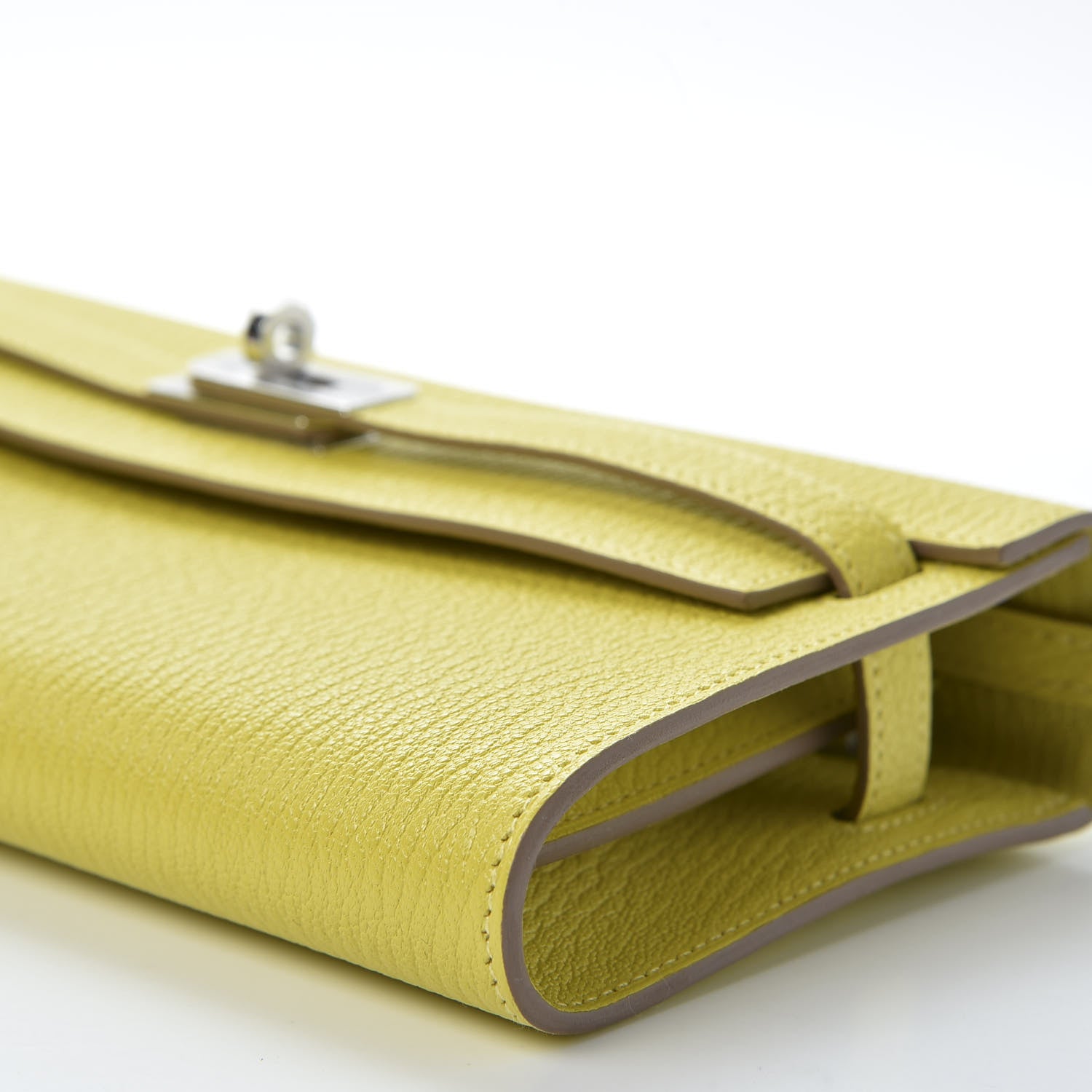 Hermes Chevre Mysore Kelly Wallet To Go Lime 6 of 10