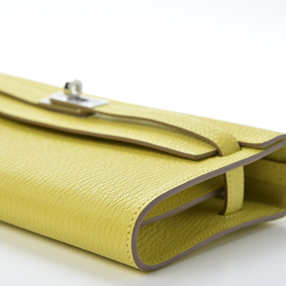 Hermes Chevre Mysore Kelly Wallet To Go Lime 6 of 10