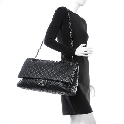 Chanel Calfskin Quilted XXL Travel Flap Bag Black 2 of 7