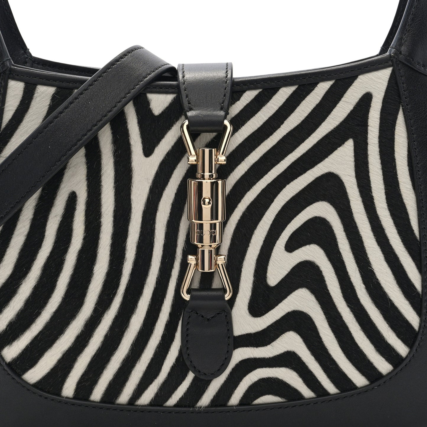 Pony Hair Zebra Print Calfskin Small Jackie 1961 Hobo Black White