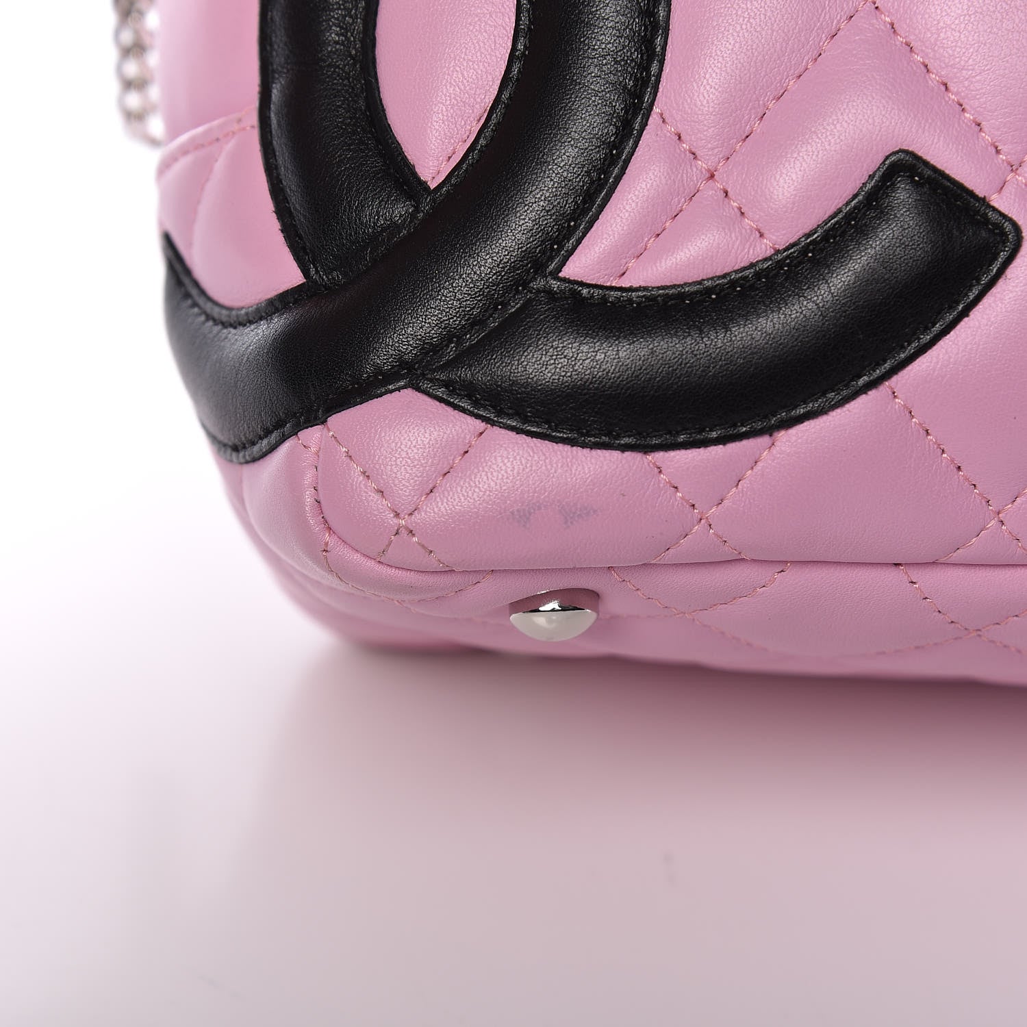 Chanel Calfskin Quilted Large Cambon Bowler Pink Black 15 of 21