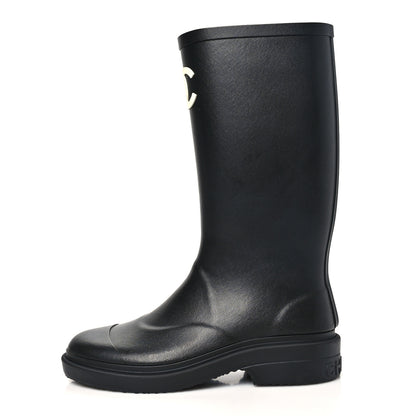 Chanel Caoutchouk CC High Boots 36 Black 1 of 10