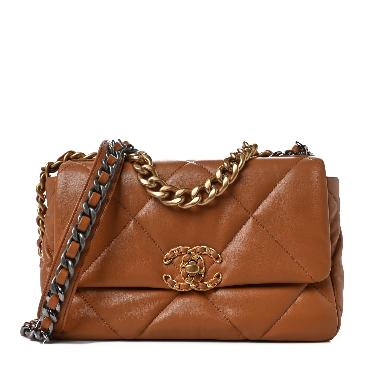 Lambskin Quilted Medium Chanel 19 Flap Brown
