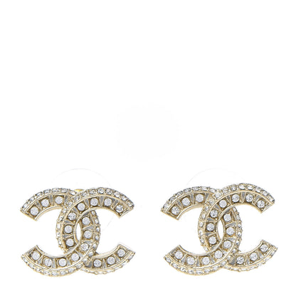 Chanel Crystal Timeless CC Earrings Light Gold 1 of 5
