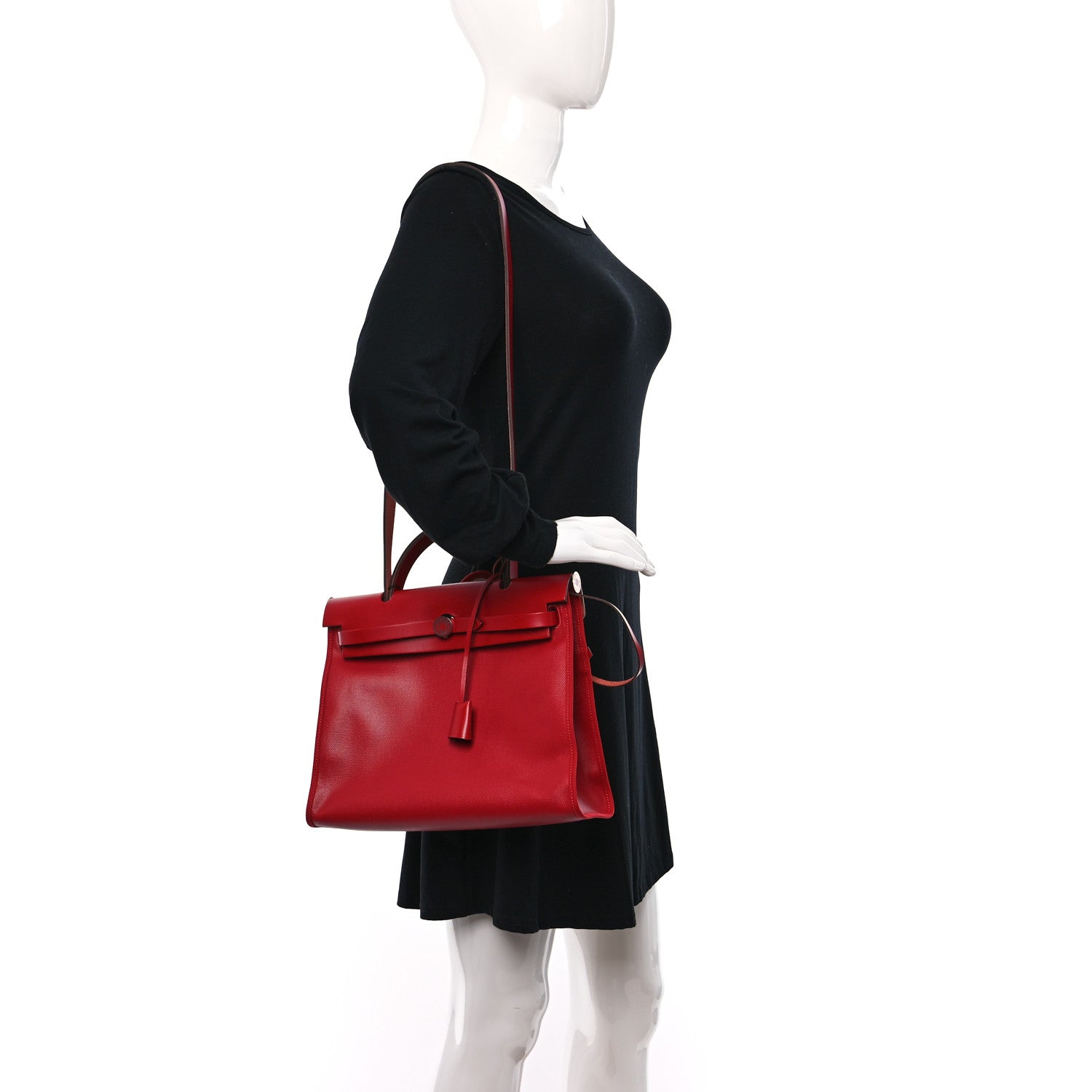 Hermes Toile H Berline Vache Hunter Herbag Zip PM 31 Rouge Piment Ecru 2 of 11