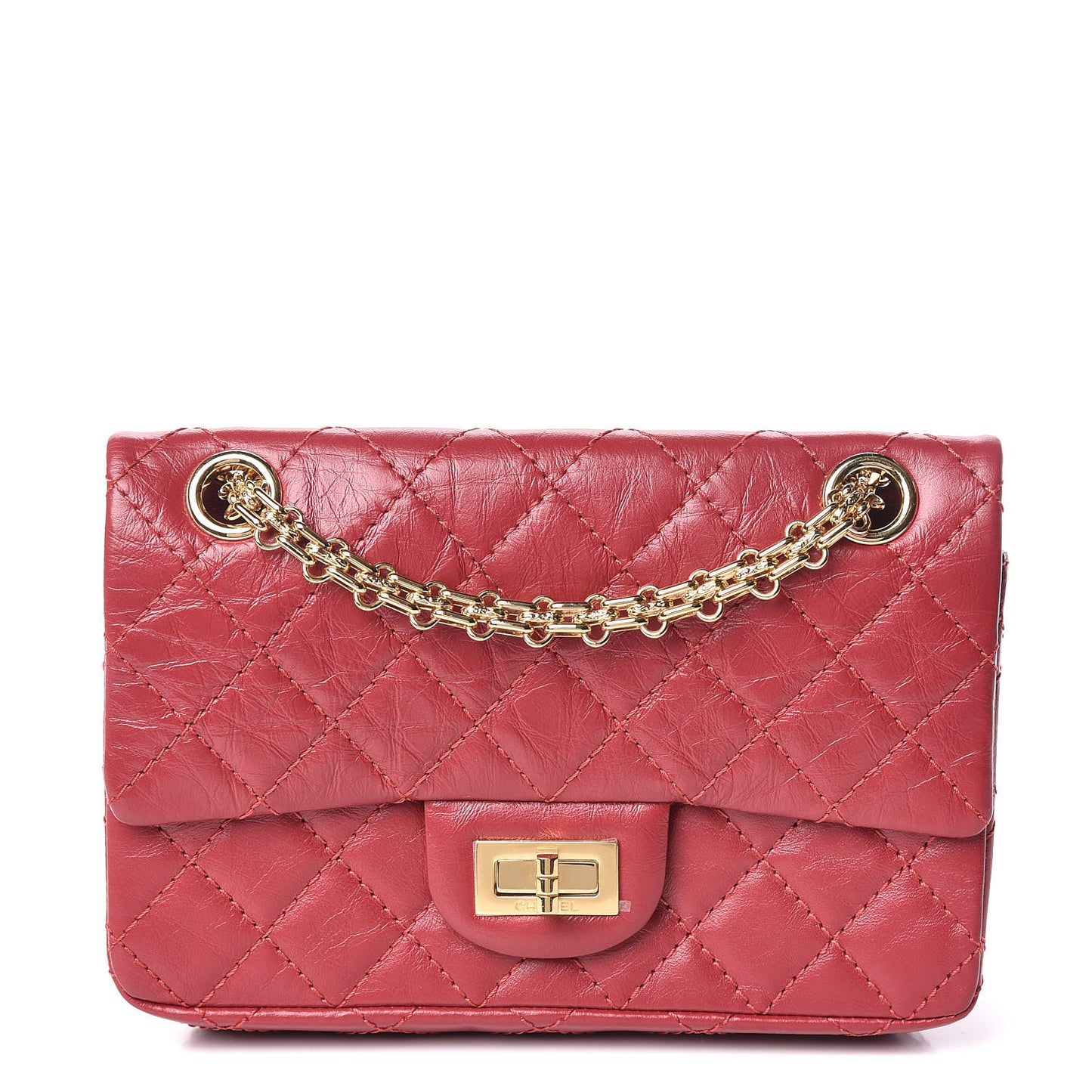 Aged Calfskin Quilted 2.55 Reissue Mini Flap Red