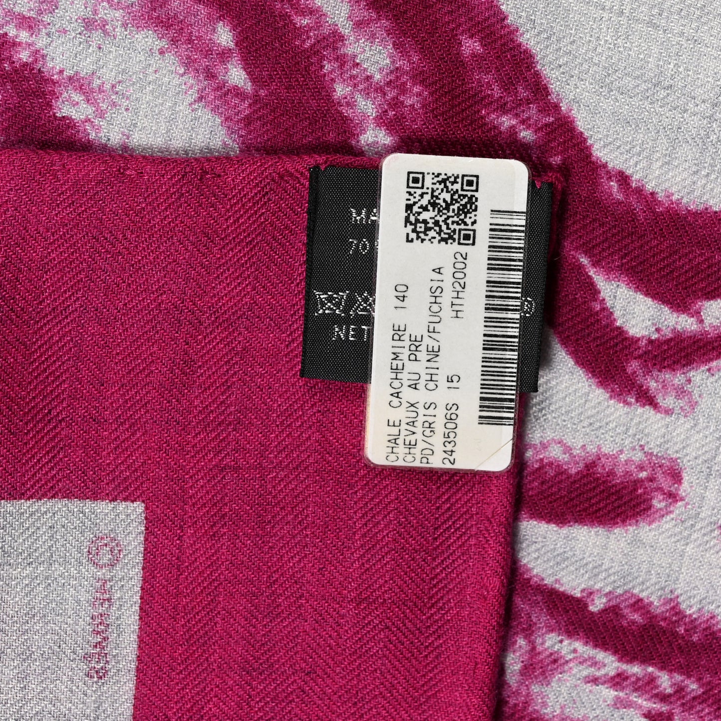 Cashmere Silk Chevaux Au Pre Shawl 140 Fuchsia