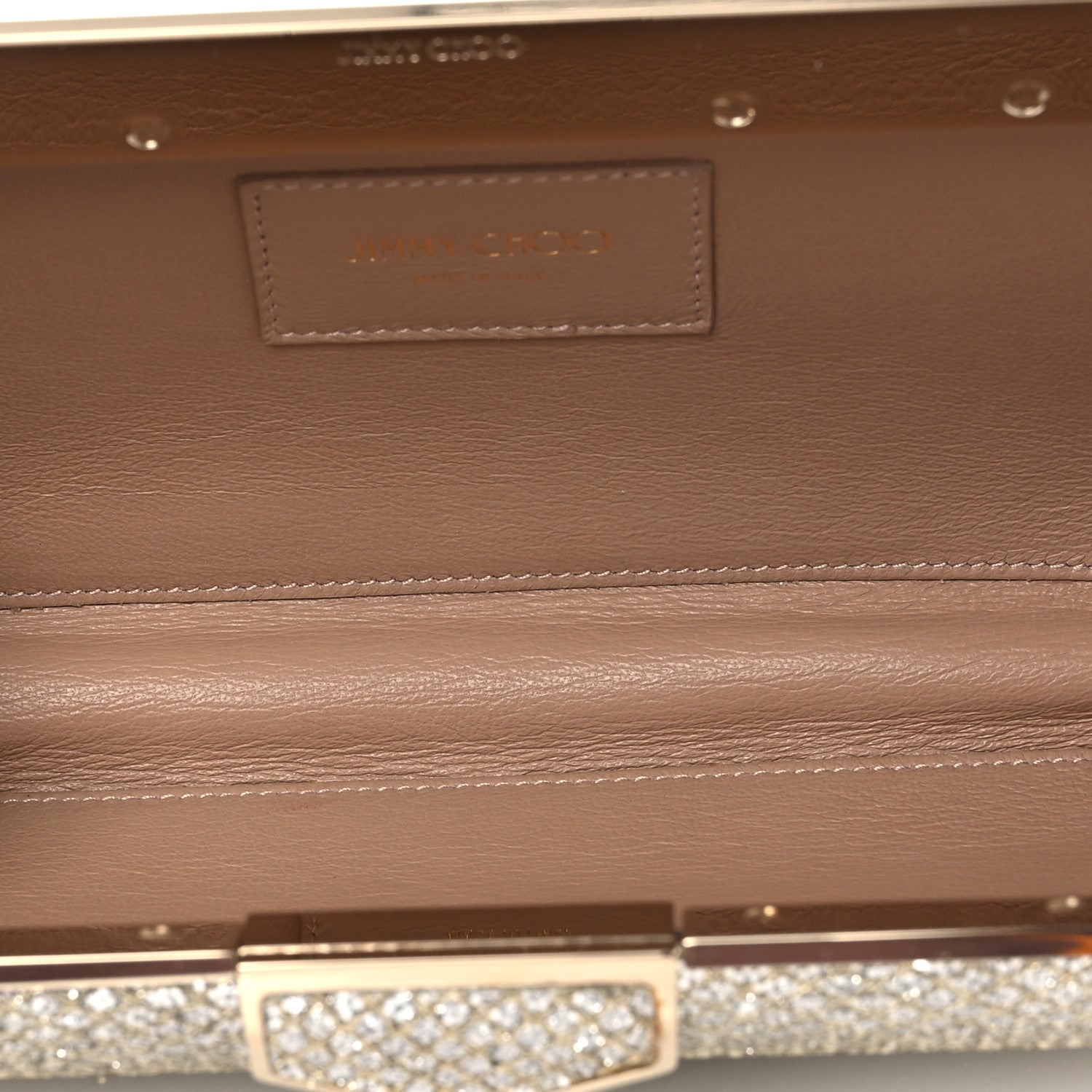 Jimmy Choo Glitter Ellipse Clutch Champagne 5 of 11