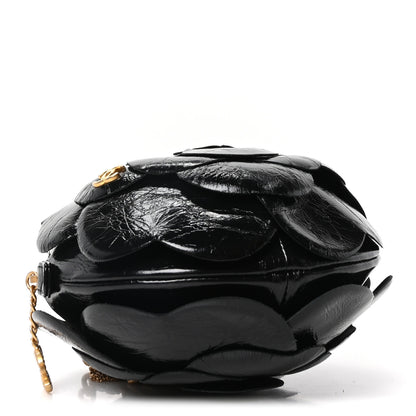 Chanel Patent Lambskin Camellia Bouquet Clutch With Chain Black 4 of 10