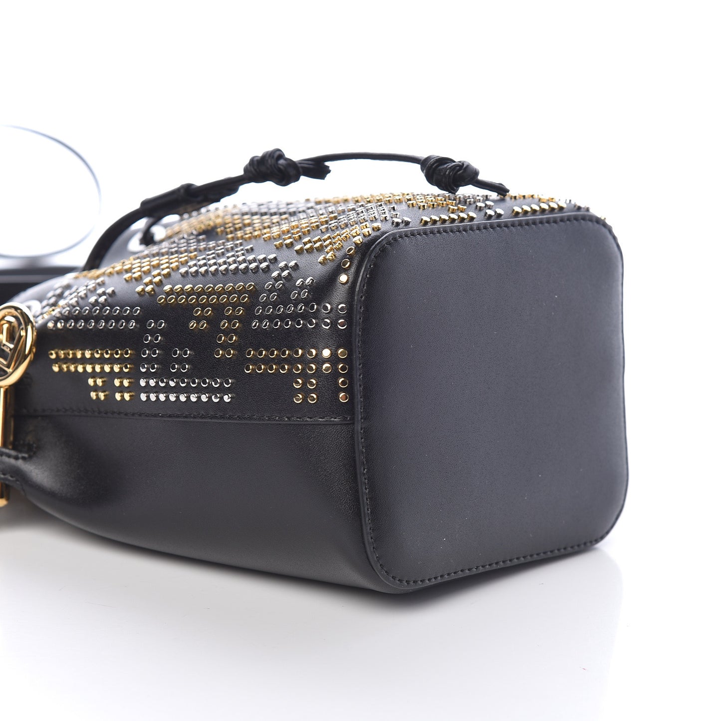 Vitello Liberty F is Fendi FF Studded Mini Mon Tresor Bucket Bag Black