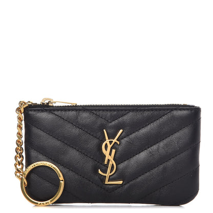 Saint Laurent Calfskin Matelasse Monogram Key Pouch Black 1 of 7