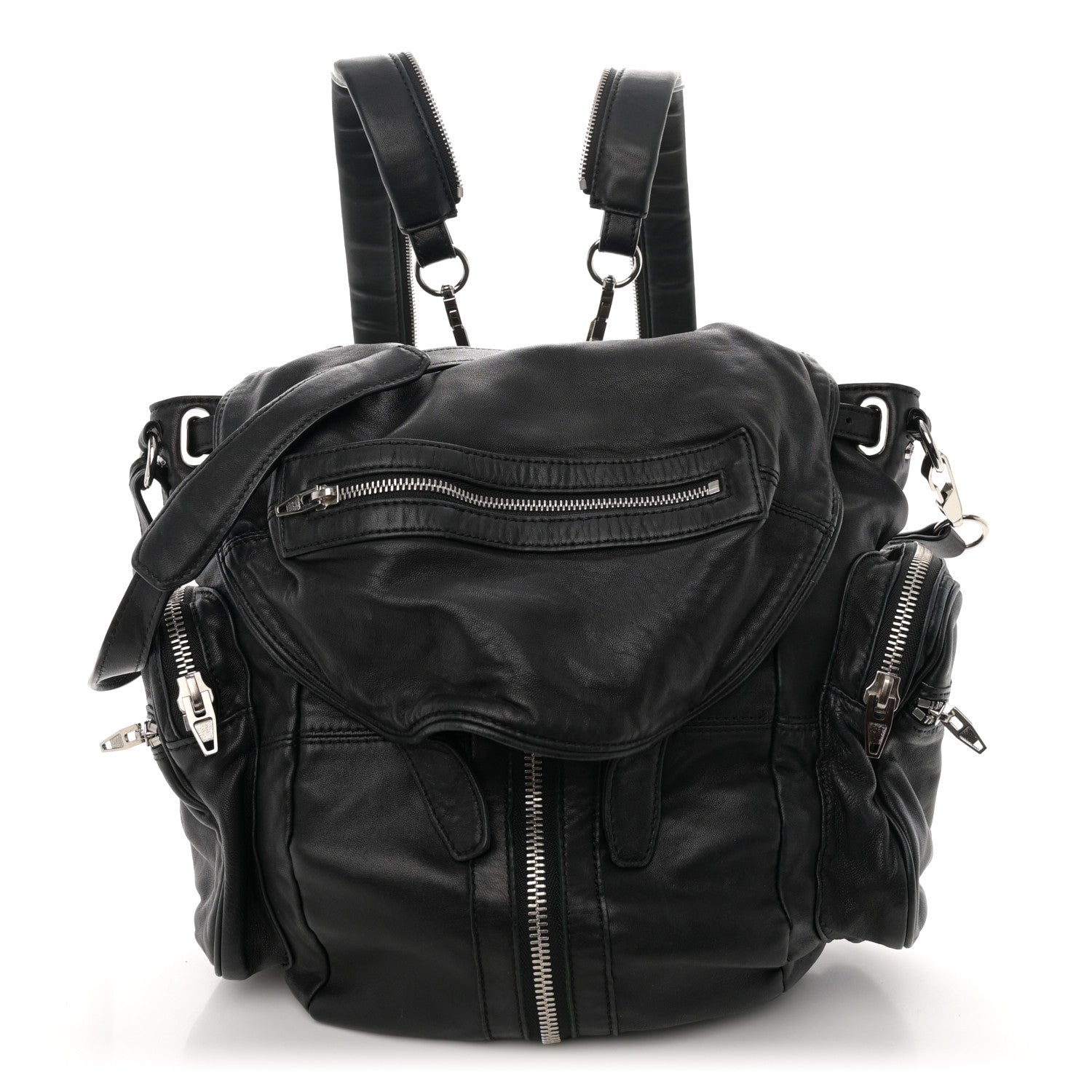 Alexander Wang Lambskin Marti Backpack Bag Washed Black Rhodium Hardware 1 of 9