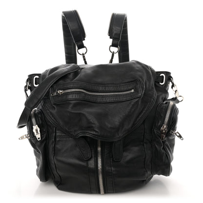 Alexander Wang Lambskin Marti Backpack Bag Washed Black Rhodium Hardware 1 of 9