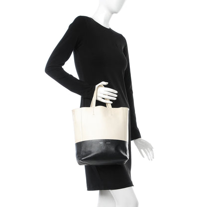 Celine Grained Calfskin Small Vertical Bi-Cabas Cream Black 2 of 15