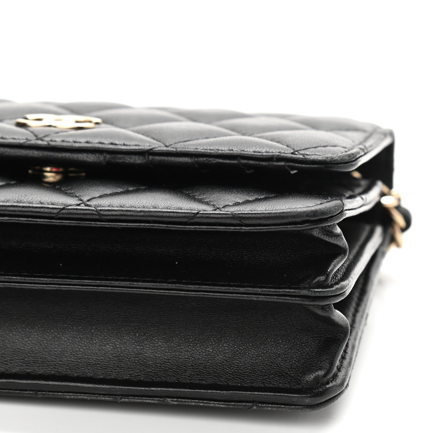 Chanel Lambskin Quilted Mini Camellia Bow Wallet On Chain WOC Black 10 of 11