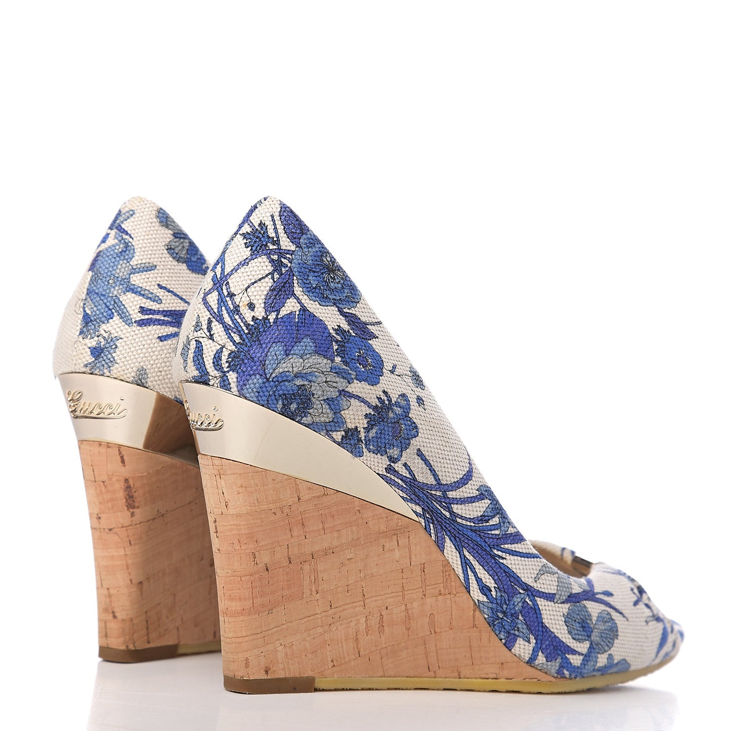 Canvas Cork Flora Peep Toe Wedge 7 Indigo