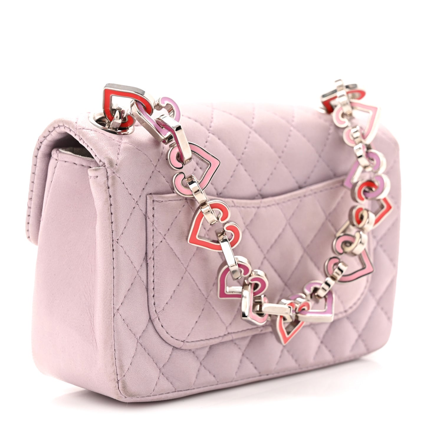 Lambskin Quilted Extra Mini Valentine Flap Lilac