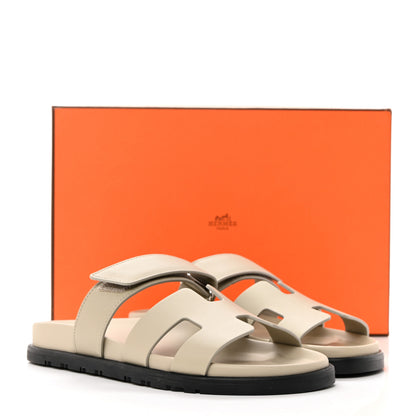 Hermes Calfskin Womens Chypre Sandals 37 Beige Esquisse 9 of 9