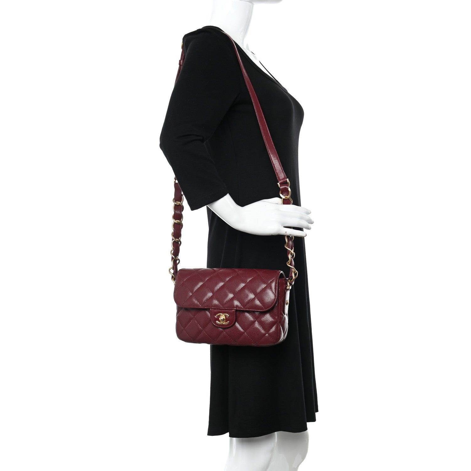 Chanel Caviar Quilted Small Messenger Flap Burgundy 2 of 9