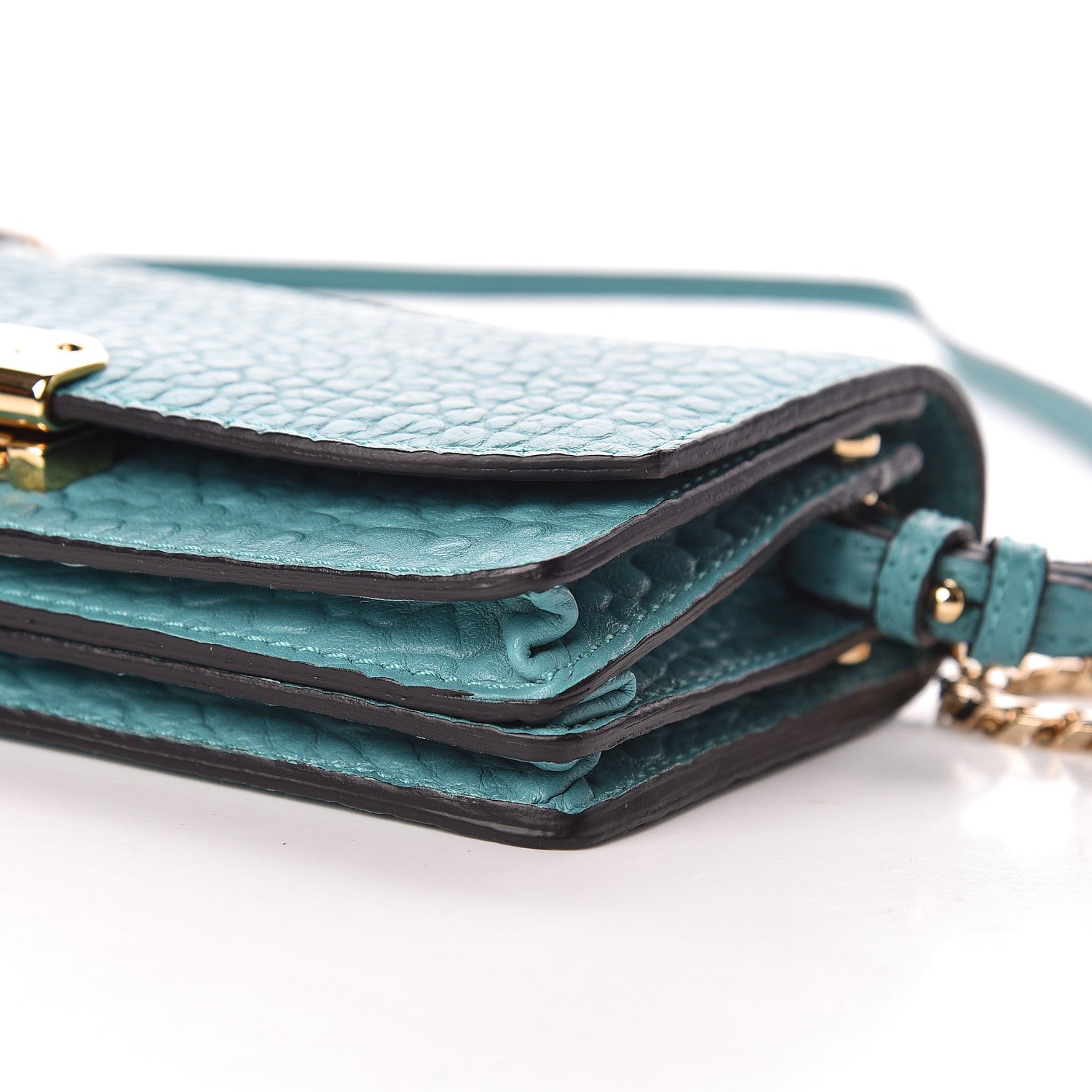 Burberry Signature Grain Small Madison Chain Clutch Aqua Green 9 of 9