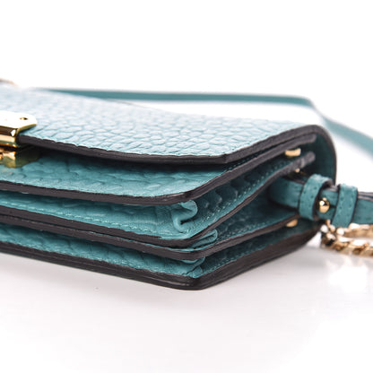 Burberry Signature Grain Small Madison Chain Clutch Aqua Green 9 of 9
